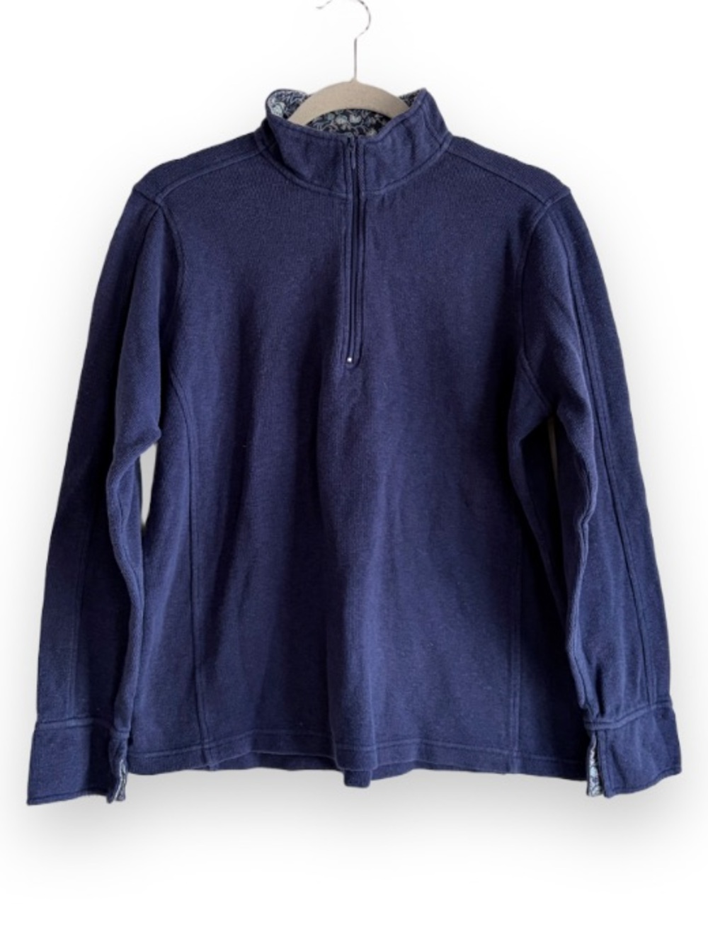 Orvis Women's 100% Cotton Dark Blue 1/4 Zip Sweatshirt Size L